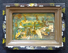 Tableau naïf équatorien, huile sur peau, Luis Toaquiza Toaquiza, 19,2x14,2cm