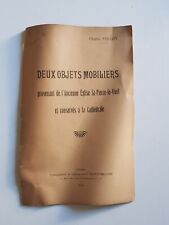 Ancien Livret DEUX OBJETS MOBILIERS provenant de l'Ancienne Eglise St-Pierre le