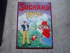 Ancien Vintage Plaque Emaillée Chocolat Milka - Suchard Drapeau