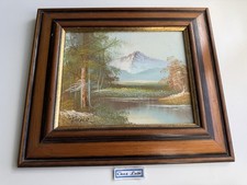 Tableau Peinture - Décor Paysage Nature Montagne - Signé Taylor - 36x31 cm