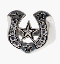 Fer Bague Étoile .925 Argent Sterling Lab-Created Zircone Gothique Biker