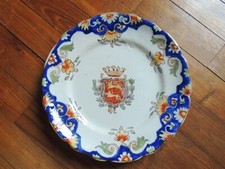 Assiette Ancienne en faïence décor Blason NORMANDIE ROUEN XIXeme