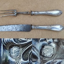 Ancien service à découper Gigot argent poinçon Minerve couverts Collection Fonte