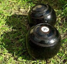ANCIENNE 2 BOULE DE BOWLING BOULINGRIN Bois Gaïac BIB 1959 Taylor Penshurst 