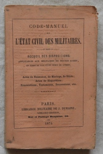 Code manuel etat civil - de, l'etat