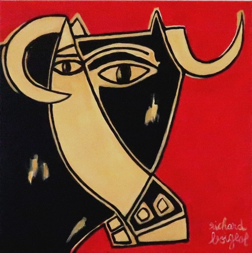 Tableau tête taureau - tableau, "