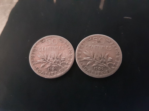 Centimes semeuse argent - 1x, 50