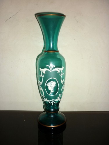 Vase verre bleu - bleu, émaillé