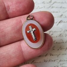 Pendentif Médaille Ancienne En Agate et Croix en Argent XIXè Silver Medal 19thC