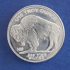 Pièce d'investissement en argent pur 999/1000, 1/10 once Buffalo Etats unis. 