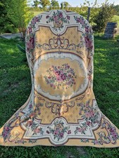 Tapisserie ancienne Aubusson réversible 200x165 cm – Décor floral rococo