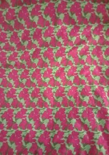 * PAREO COTON *AGATHE DE FILIPPI * FLEURS ROUGE CERISE ET VERT EMERAUDE