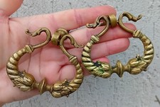 ancienne paire de poignées pendeloques de meuble-commode, en bronze N°74B