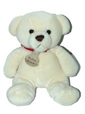 Doudou Peluche ours blanc  Histoire d'Ours Assis 20 cm Classique