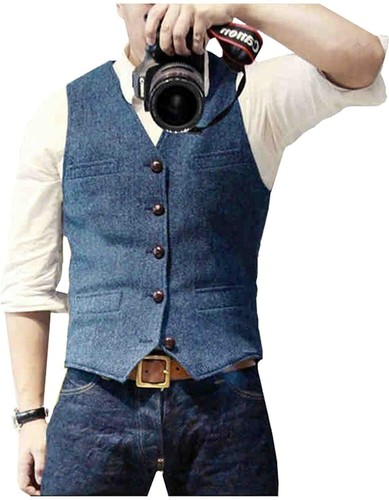 Mens tweed suit vest retro - suit,