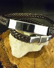 Bracelet, gourmette Homme tressé avec gravure (prénom,date etc...)