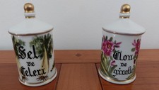 2 Pots en porcelaine à épices genre pots à pharmacie