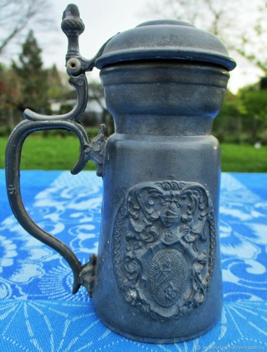 Chope ancien étain - chope, blason