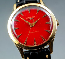 Montre Homme Vintage Longines Red Sunburst Dial 10KGF Automatique avec...