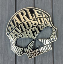 EMBLEME HARLEY DAVIDSON ALUMINIUM SILVER AUTOCOLLANT 3D
