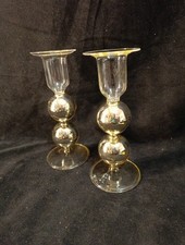 Paire De Bougeoirs En Verre