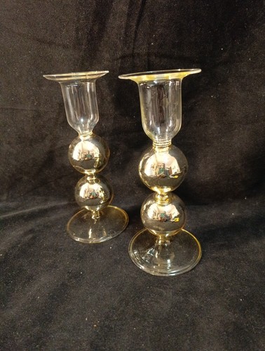 Paire bougeoirs verre - bougeoirs, en