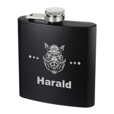 Inox Flasque à Whisky Noir Avec Personnalisé Gravure Souhaitée - Boisson