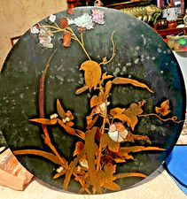 Art D’Asie, panneau  En Laque Et Nacre 19 eme