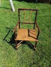 chaise bois  noisetier  ancienne   enfant fauteuil  cannage 1900 origine 