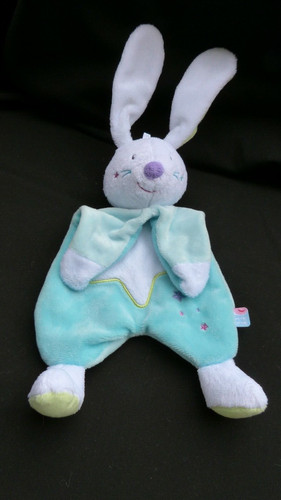 Doudou plat lapin vert - ,