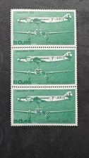 Timbres, Poste Aérienne, YT N°PA60, Dewoitine 338, Rangée de 3, Se tenant, Neuf