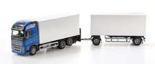 EMEK - Camion  bleu avec remorque 1 + 1 essieu et hayon – VOLVO FH 6x4 - 1/25...