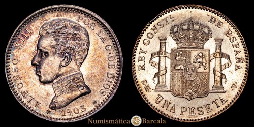 Alfonso xiii peseta - 1, (5,08