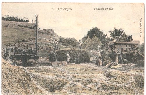 Cpa auvergne une batteuse - cpa,