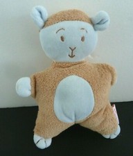 H5. DOUDOU COUSSIN LES JOUETS TCF TOUT COMPTE FAIT MOUTON BEIGE BLEU GRELOT TBE