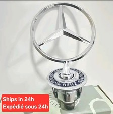 1 pièces 44mm 3D métal bleu Chrome étoile capot Logo emblème Badge pour Mercedes