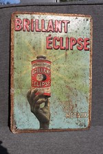 Plaque Ancienne Tôle Lithographiée Cirage Brillant Eclipse