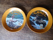 VINTAGE 2 VIDE-POCHE ASSIETTE COUPELLE CENDRIER RAMASSE MONNAIE "CAMEL BRIQUETS"