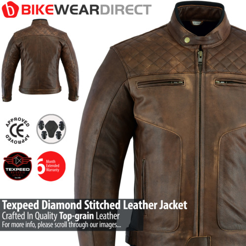 Veste moto cuir marron - de, en