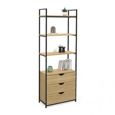 Etagère bibliothèque 4 niveaux avec 3 tiroirs DETROIT design industriel 170 cm