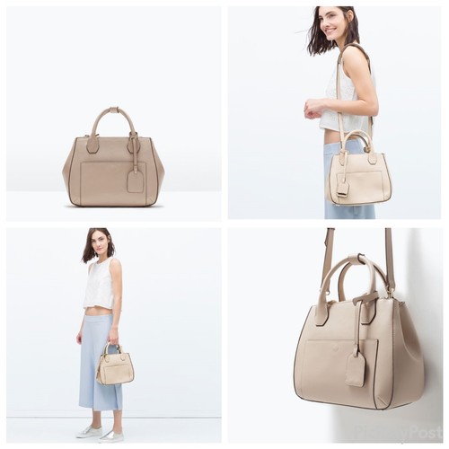 Zara beige city bag with - city, zips