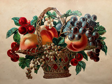 CHROMO DECOUPIS GRAND FORMAT - corbeille de fruits...