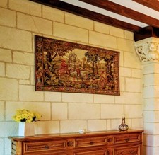 Tapisserie murale ancienne au Point d'Halluin - Retour de chasse