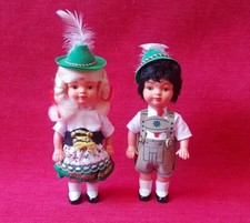 Couple de Poupée Autrichienne - Costume National Folklorique Bavarois Autriche