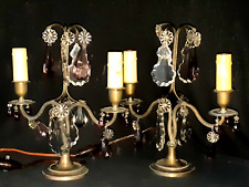 PAIRE LAMPE GIRANDOLE ANCIENNE PAMPILLES VERRE OU CRISTAL