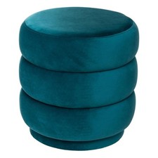 Pouf Velours Design "Sinan" 40cm Bleu Canard