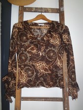 XANAKA 38 40 HAUT TUNIQUE V CHEMISE TRANSPARENTE DENTELLE VOLANT SEXY TOP ORIGIN