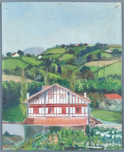 Ancien tableau maison - au, pays