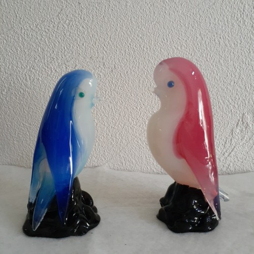 Figurine oiseau opaline bleu
