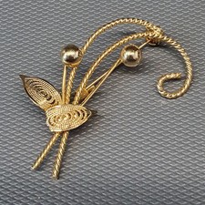 BIJOU - Belle broche en métal doré filigrane #73